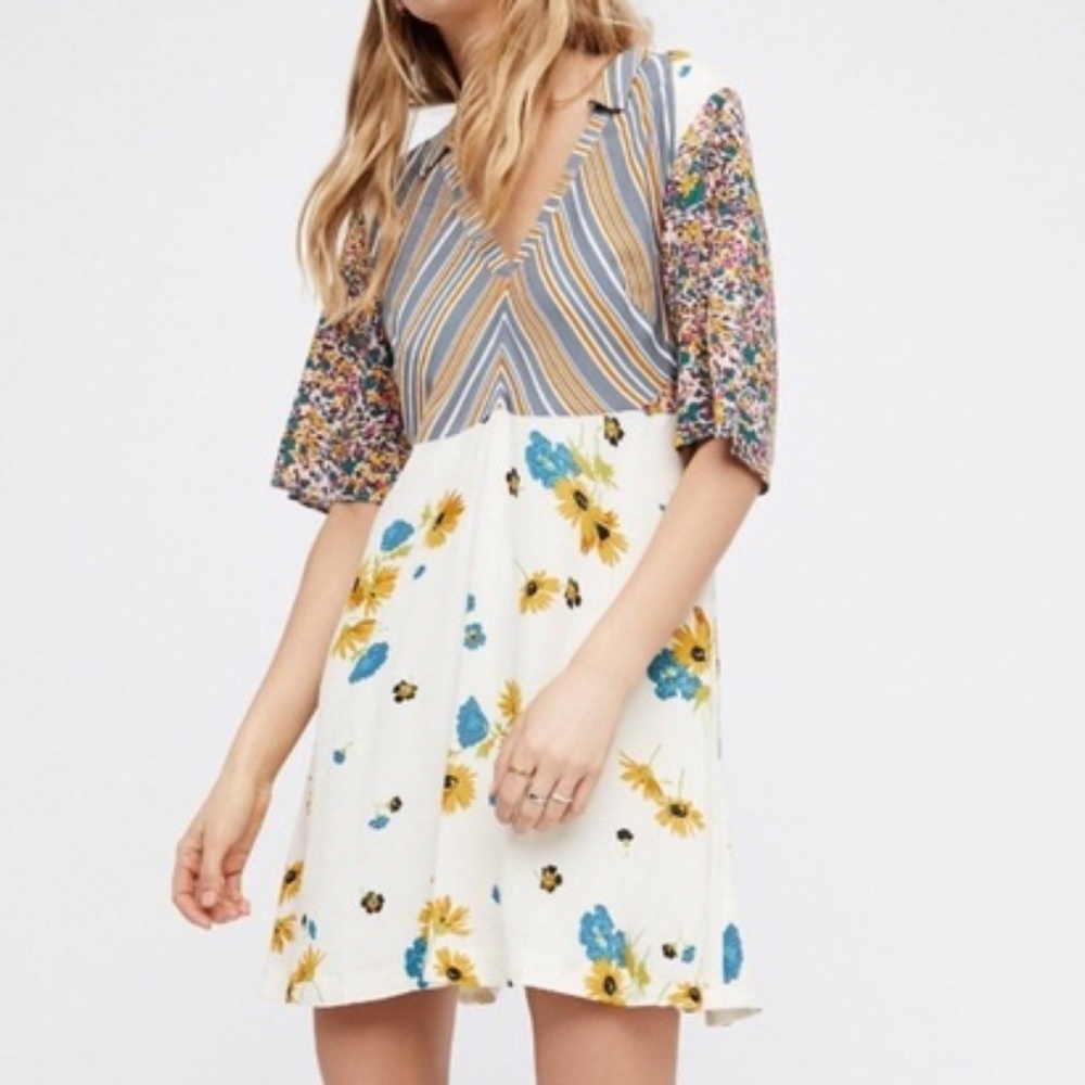 Free People NWOT Mix It Up Floral/Stripes Dress (4)